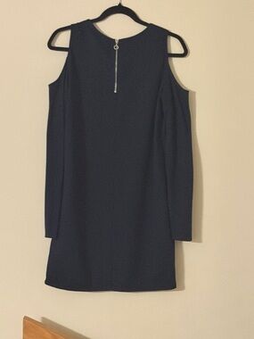 Abercrombie & Fitch Navy Cold-Shoulder Shift Dress with Back Zip
